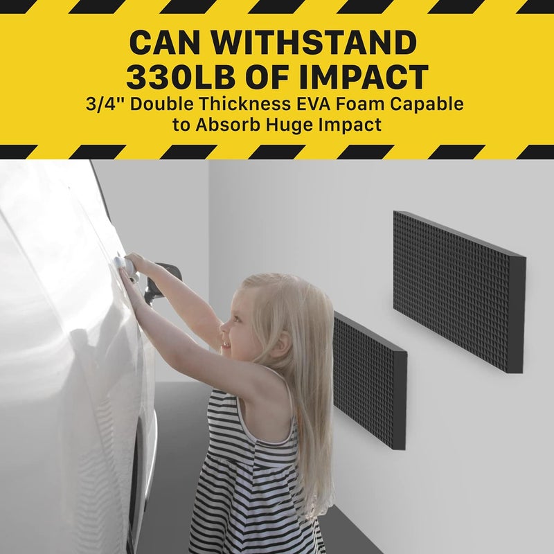 Fosmon Garage Wall Protector for Car Doors (4 Packs), 3/4" Ultra Thick Garage Wall Bumper Guard with EVA Foam (Up to 300LB Impact) and Mesh Self Adhesive Padding for Warehouse Parking Assist- Black - Image 4